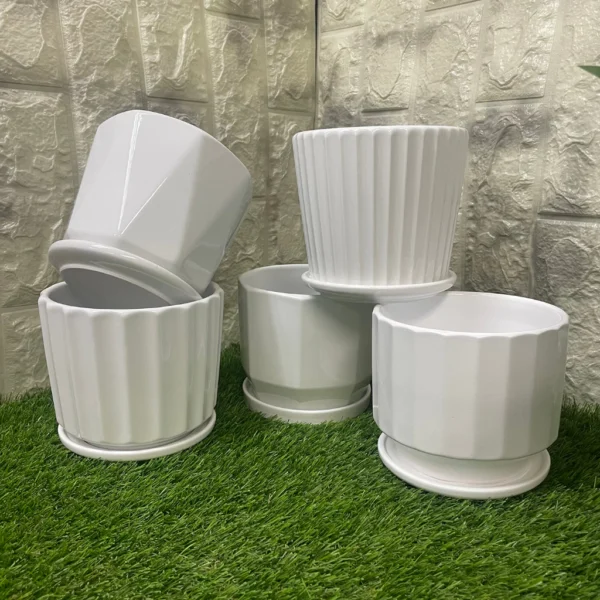 Simplified Style Ceramic Flower Pot Indoor Creative Round Small Ceramic Vase Plant Pasu Bunga Seramik YTX