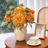 Nordic Flower Vases Shell Shaped Ceramic Vessels Stripe Pattern Vase with Handle