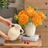 Nordic Flower Vases Shell Shaped Ceramic Vessels Stripe Pattern Vase with Handle