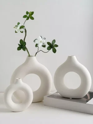 Nordic Vase Plastic Art Modern Vase Imitation Ceramic Flower Vase Home Decoration