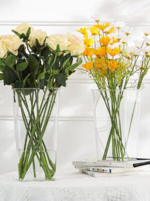 Clear Vase Pasu Plastik Hiasan Transparent Vase Decor Flower Pot